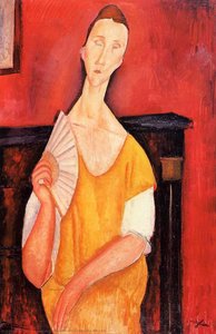 Madame Lunia Czechowska With A Fan — Amedeo Clemente Modigliani