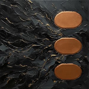 Gilded Fractures Within Earthbound Bronze Ovals