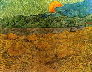 Evening Landscape With Rising Moon — Vincent Willem Van Gogh, Post-impressionism