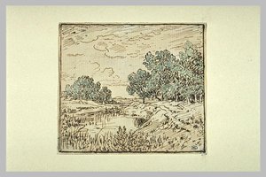 Clumps Of Trees Along A River — Theodore Robinson