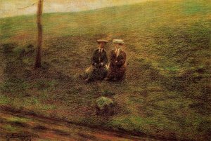 Landscape With Two Figures — Giovanni Segantini