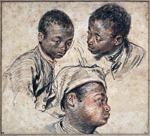Three Studies Of A Boy — Jean-antoine Watteau