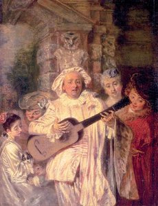 In The Costume Of Mezzetin — Jean-antoine Watteau