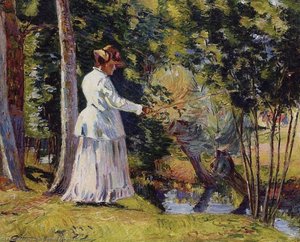 Madame Guillaumin Fishing — Ferdinand Guillaumin