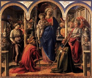 Madonna Und Kind Mit St. Fredianus Und St. Augustinus — Filippo Lippi
