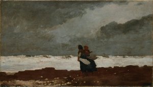 Two Figures By The Sea, Acrylic On Canvas, American Painting