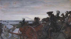 Catherine Ii Setting Out To Hunt With Falcons — Valentin Alexandrovich Serov