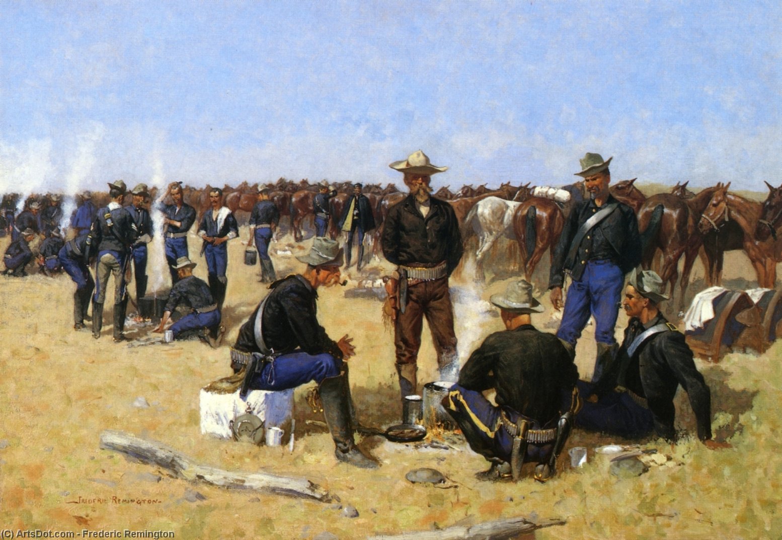 La Colazione Di Un Dragoniere Nelle Pianure — Frederic Remington