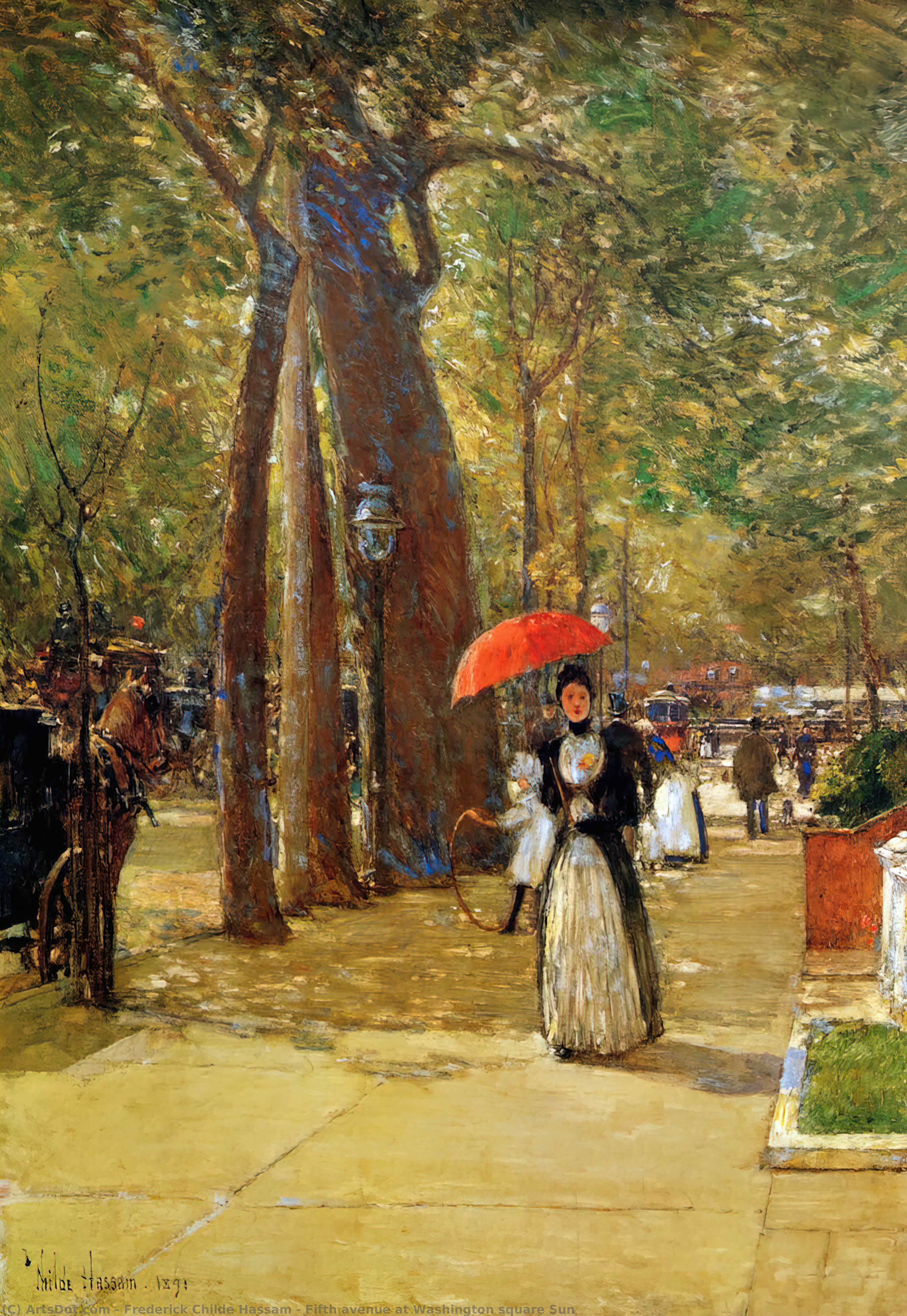 Il Sole Su Fifth Avenue A Washington Square — Frederick Childe Hassam