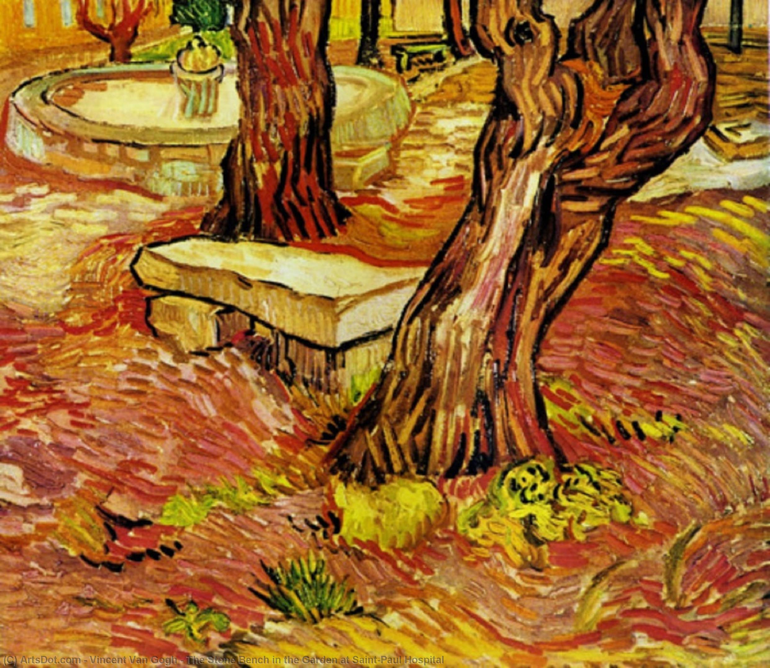 Stenbordet I Haven Ved Saint-paul Hospital – Et Mesterværk Af Vincent Van Gogh, Der Fanger Ro Og Refleksion I En Stille Haveidyl. Maleriet Fra 1889, Skabt Under Hans Ophold På Saint-rémy Asylum, Er Et Eksempel På Post-impressionism Med Kraftfulde Penselst — Vincent Willem Van Gogh