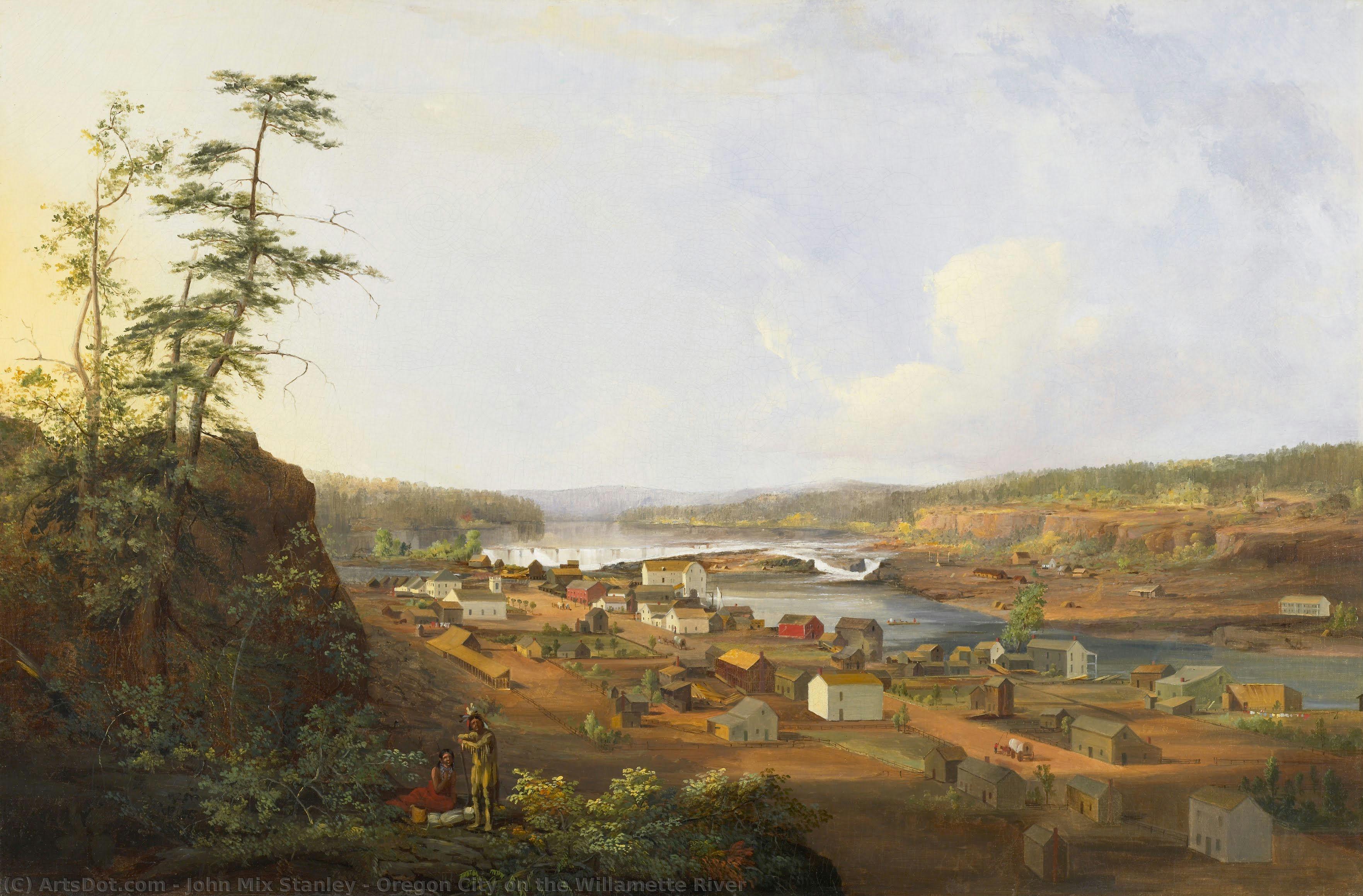Oregon Şehri Willamette Nehri Üzerinde — John Mix Stanley
