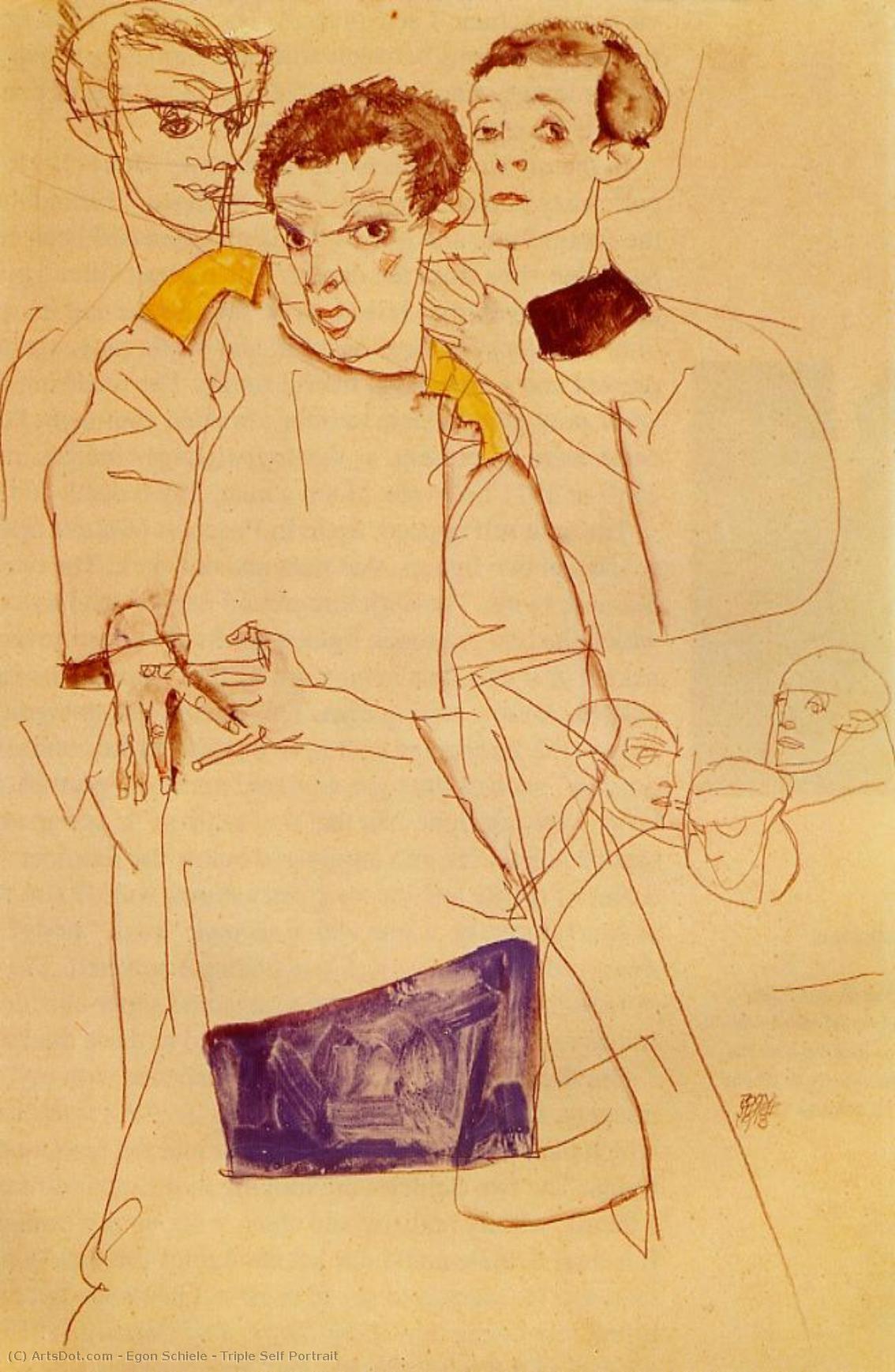 Autoportrait Triple — Egon Schiele