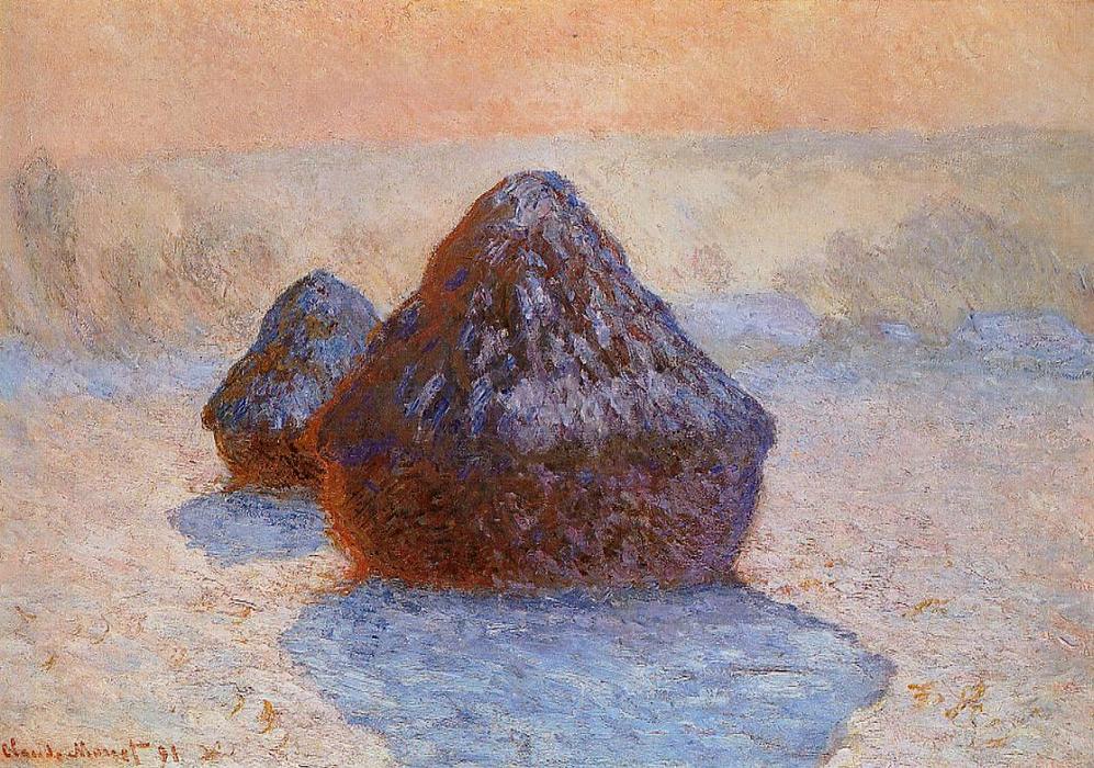 Grainstacks, Effetto Bianco Gelido — Claude Monet