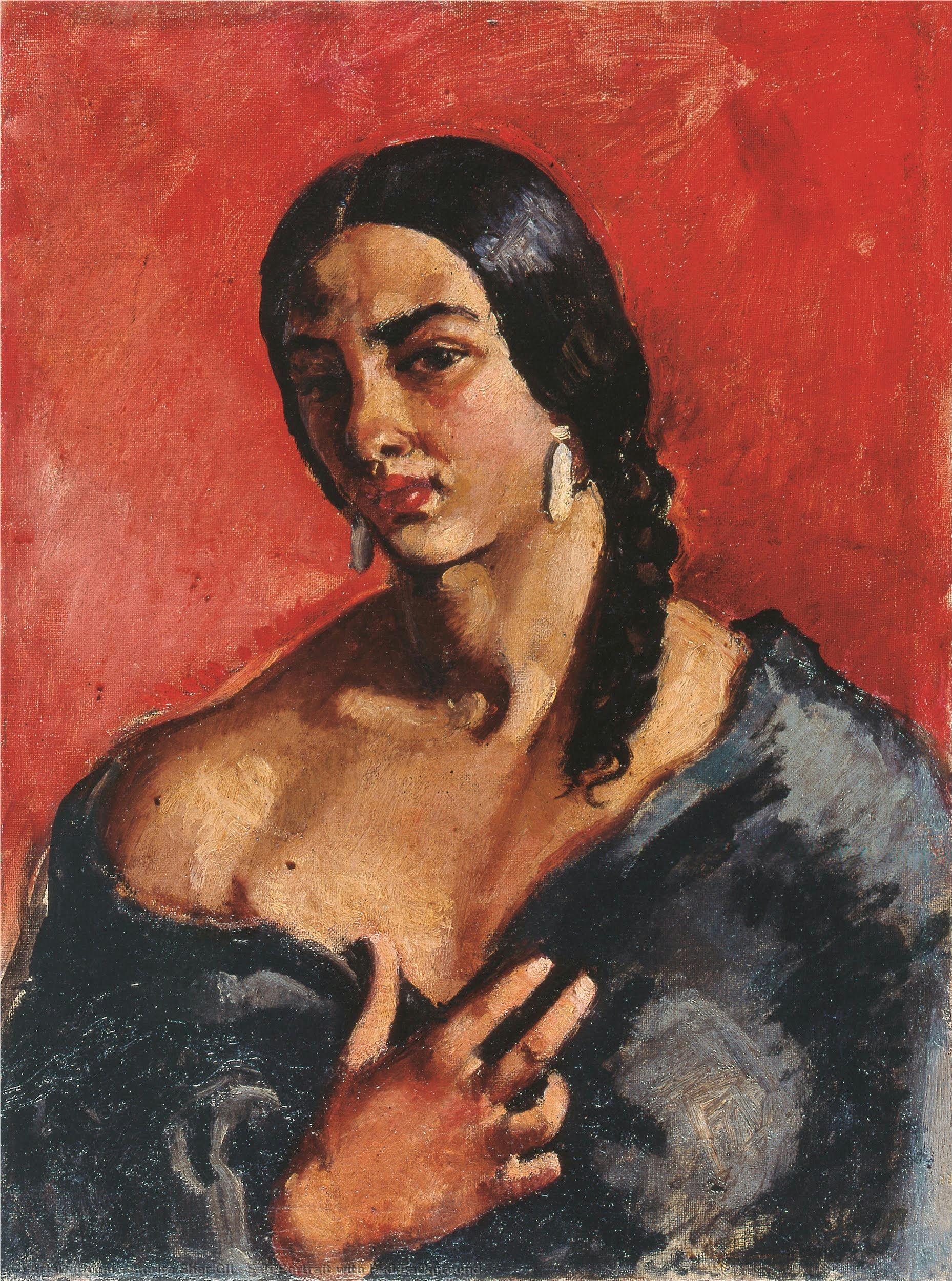Autoritratto Con Sfondo Rosso — Amrita Sher-gil