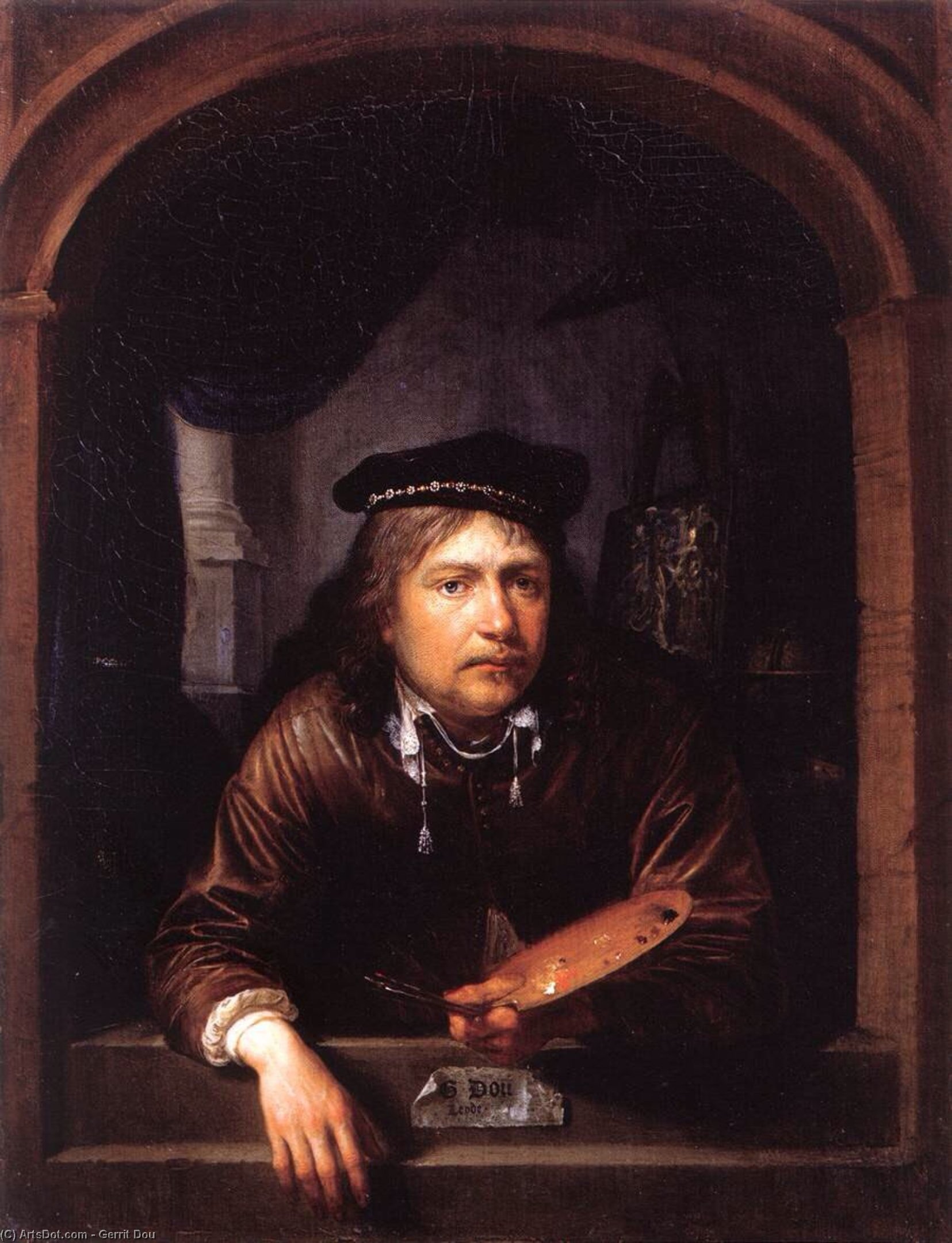 Autorportrét Ve Výklenku — Gerrit Dou