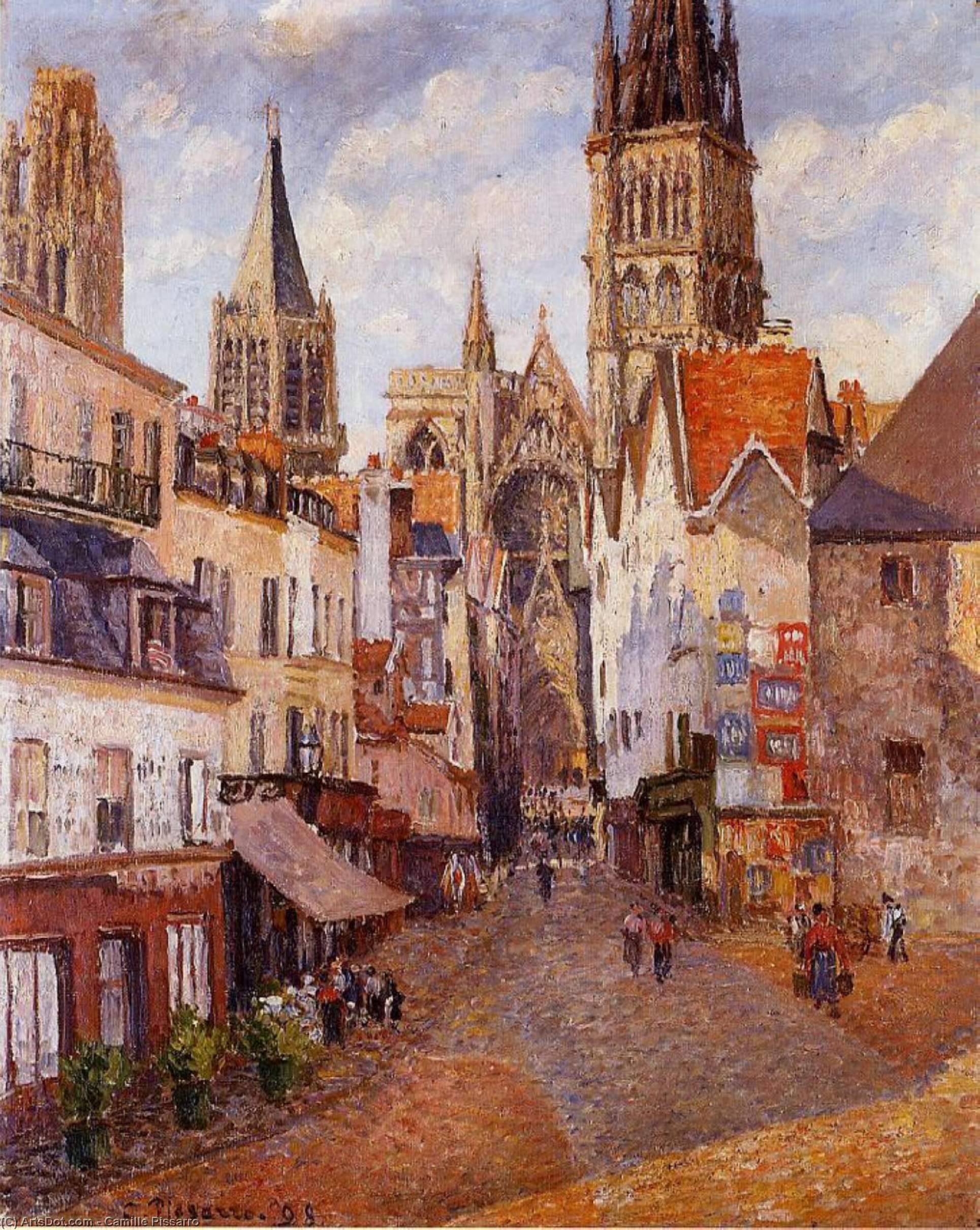 Sonnenlicht, Nachmittag, La Rue De L'epicerie, Rouen — Camille Pissarro