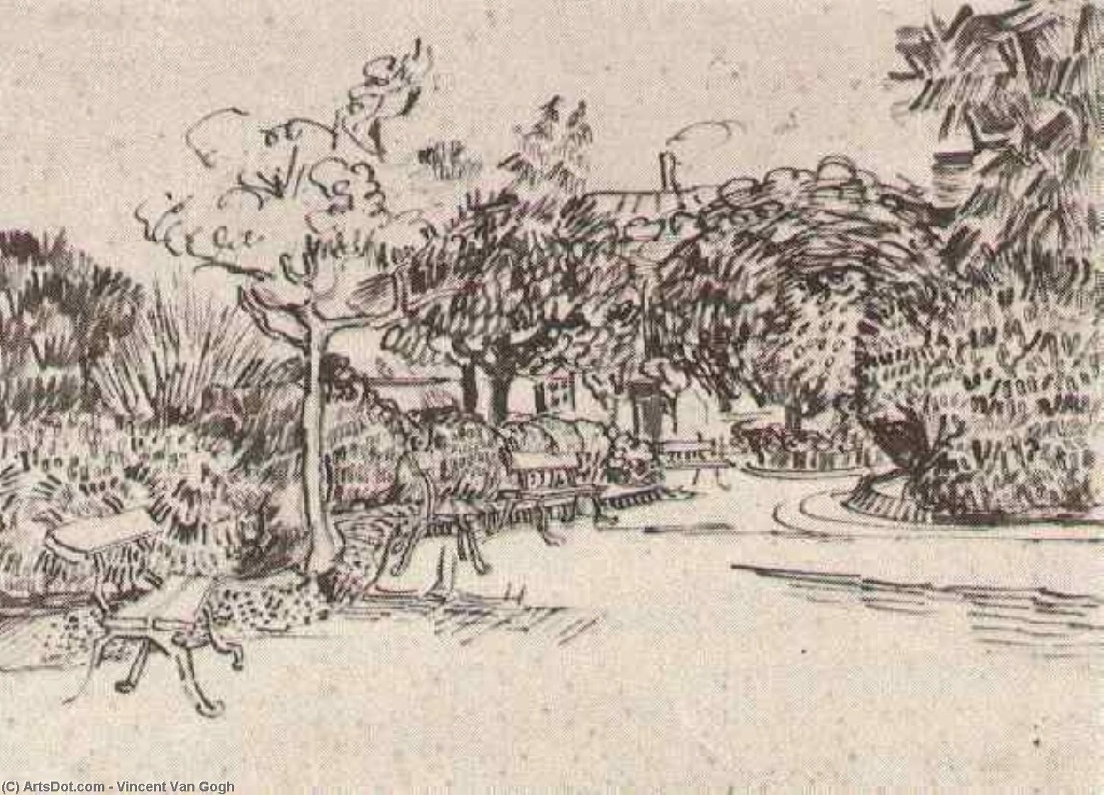 Giardino Pubblico Con Panchine — Vincent Willem Van Gogh
