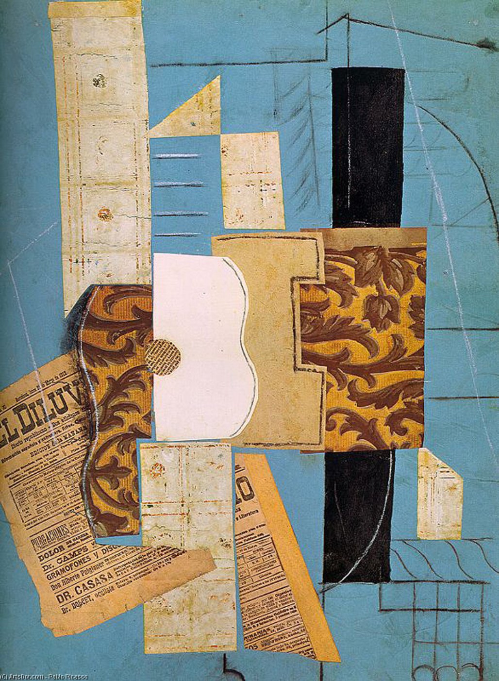 Deconstructing Reality: En Dypdykk I Picassos *gitaren* (1913) – Utforsker Picassos *gitaren* (1913), Et Sentralt Verk Innenfor Syntetisk Kubisme. Maleriets Dimensjoner Er 66 X 49 Cm, Og Det Handler Ikke Om Å Representere En Gitar Slik Vi Ser Den, Men Hvo — Pablo Picasso