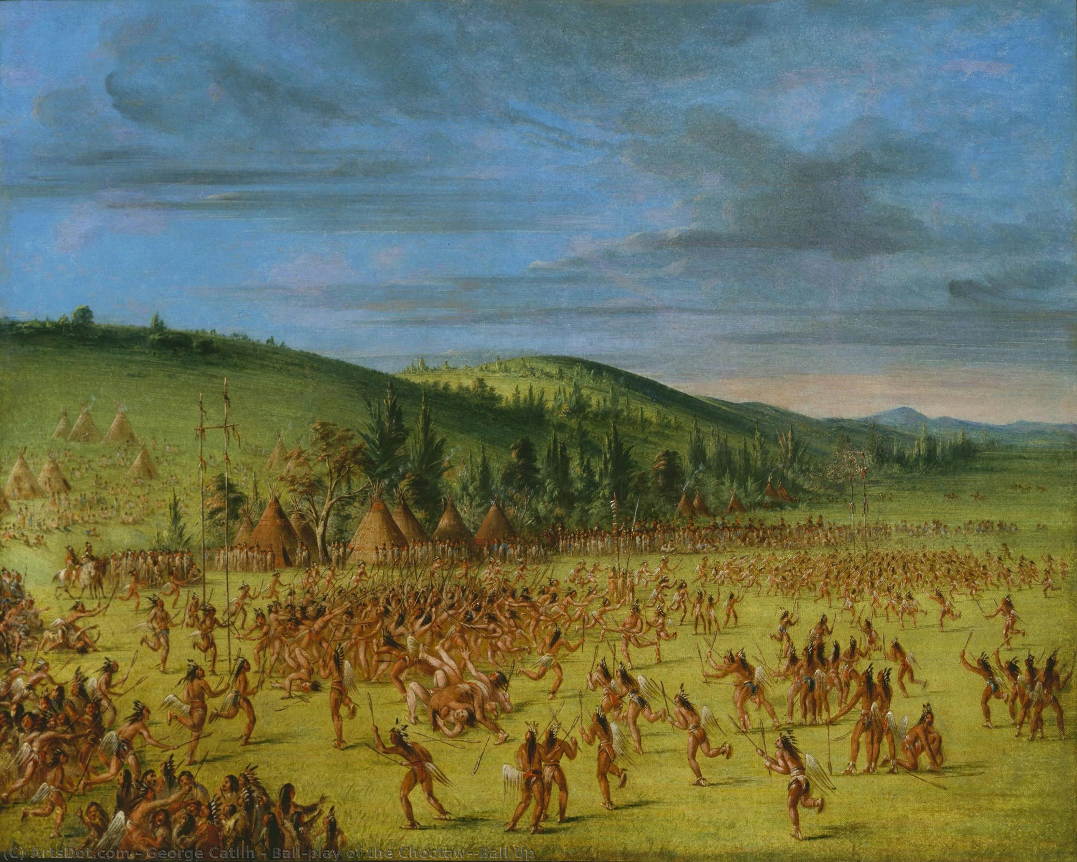 Il Gioco Della Palla Dei Choctaw--palla Su — George Catlin