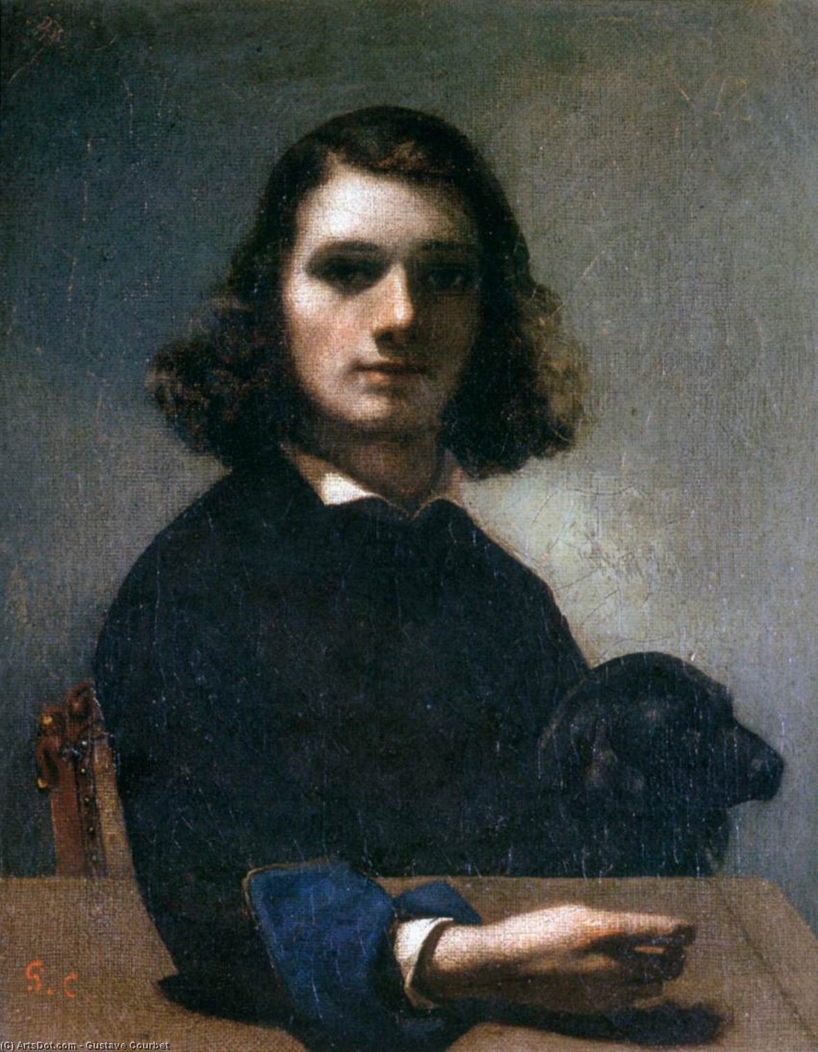 Autoritratto Con Un Cane Nero — Gustave Courbet