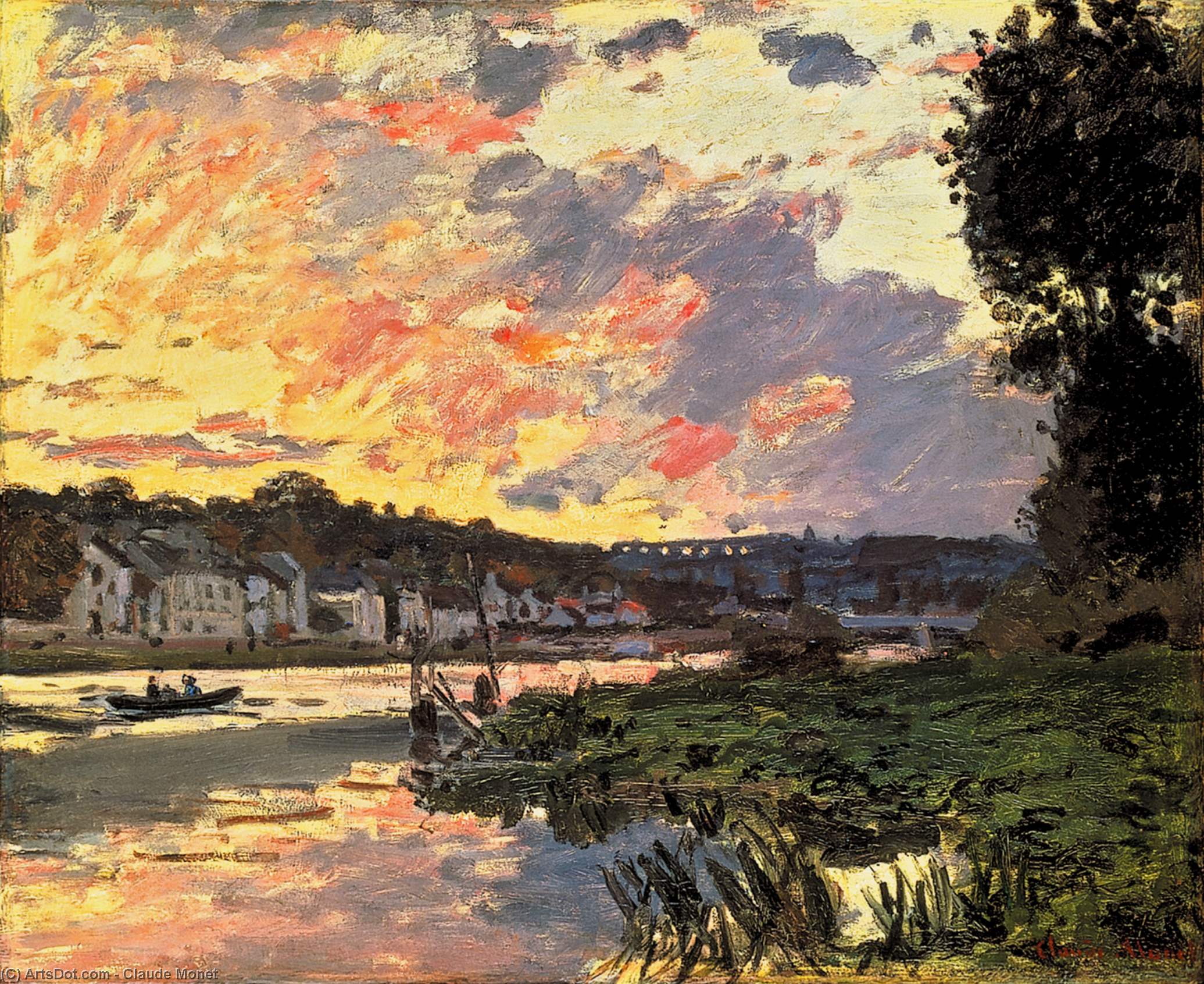La Seine À Bougival, Le Soir — Claude Monet