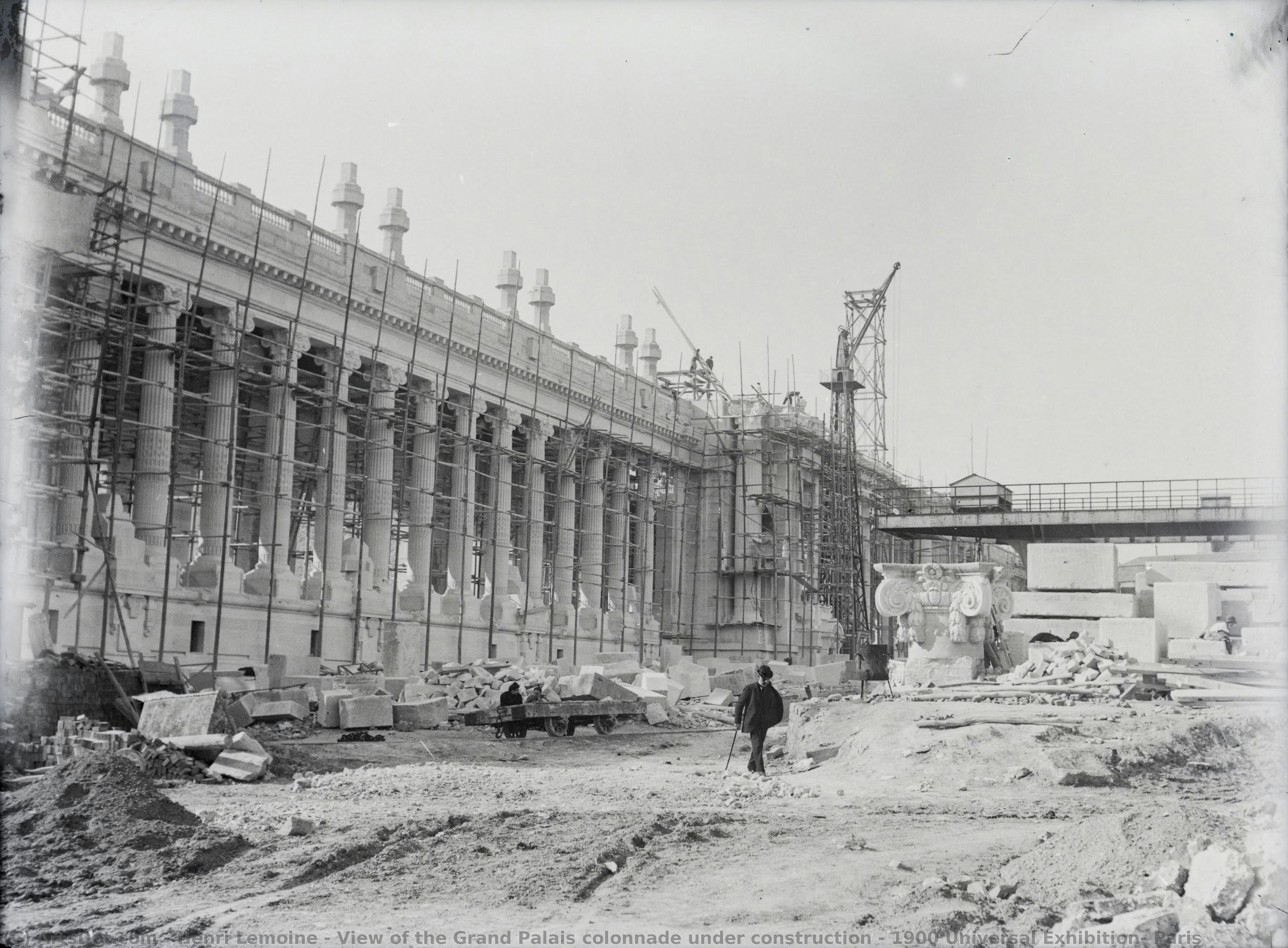View Of The Grand Palais Colonnade Under Construction – 1900 Universal Exhibition, Paris — Henri Lemoine