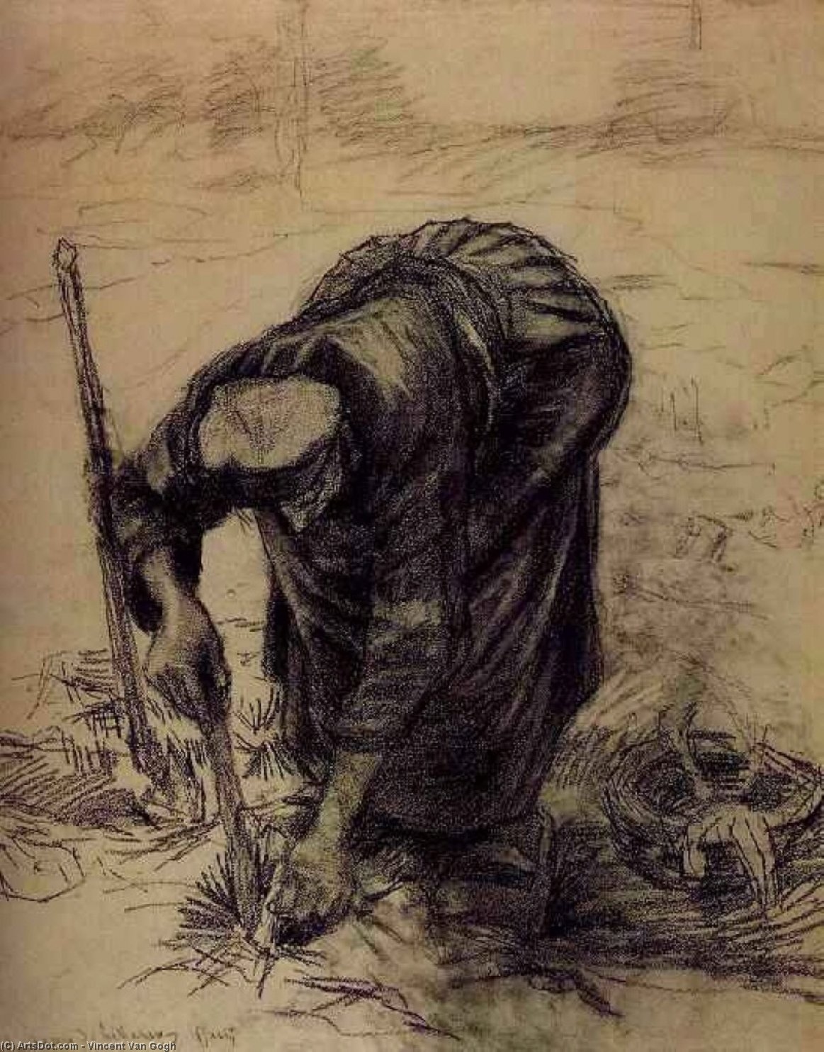 Donna Contadina Piantando Bieta — Vincent Willem Van Gogh