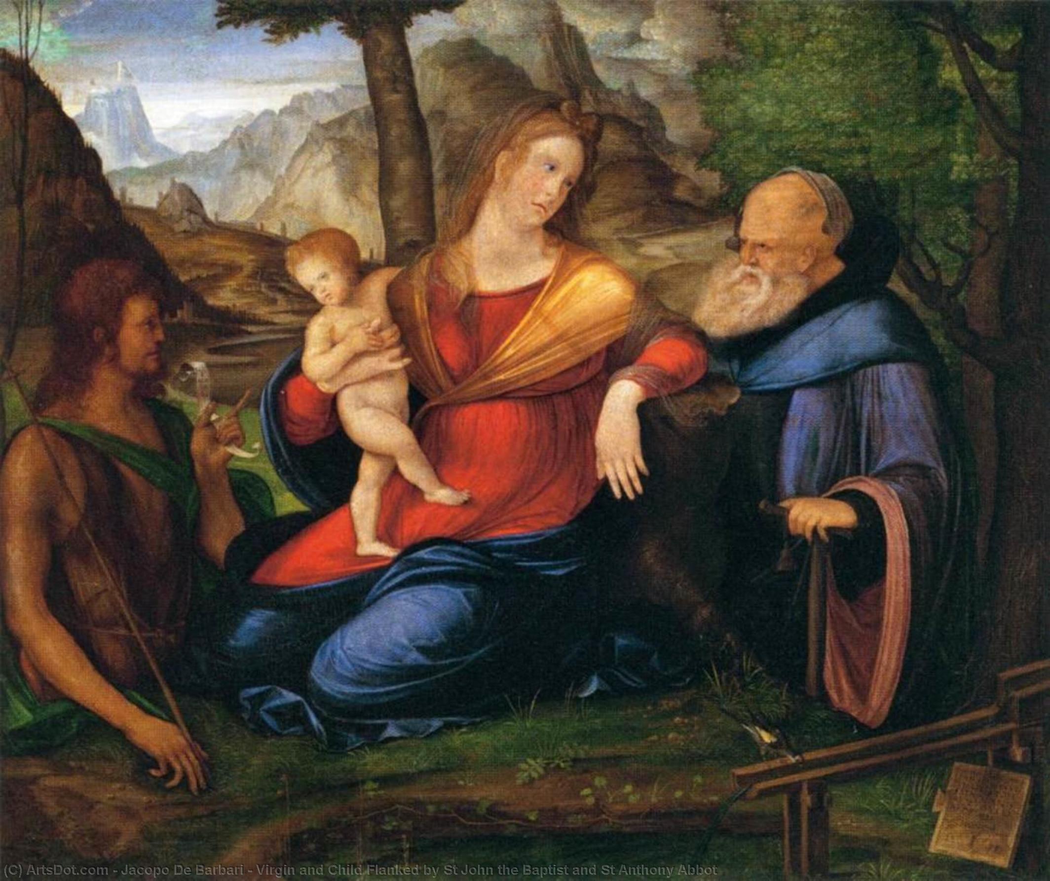 Virgem E Niño Flanqueados Por San Juan Bautista Y San Antonio Abad — Jacopo De Barbari