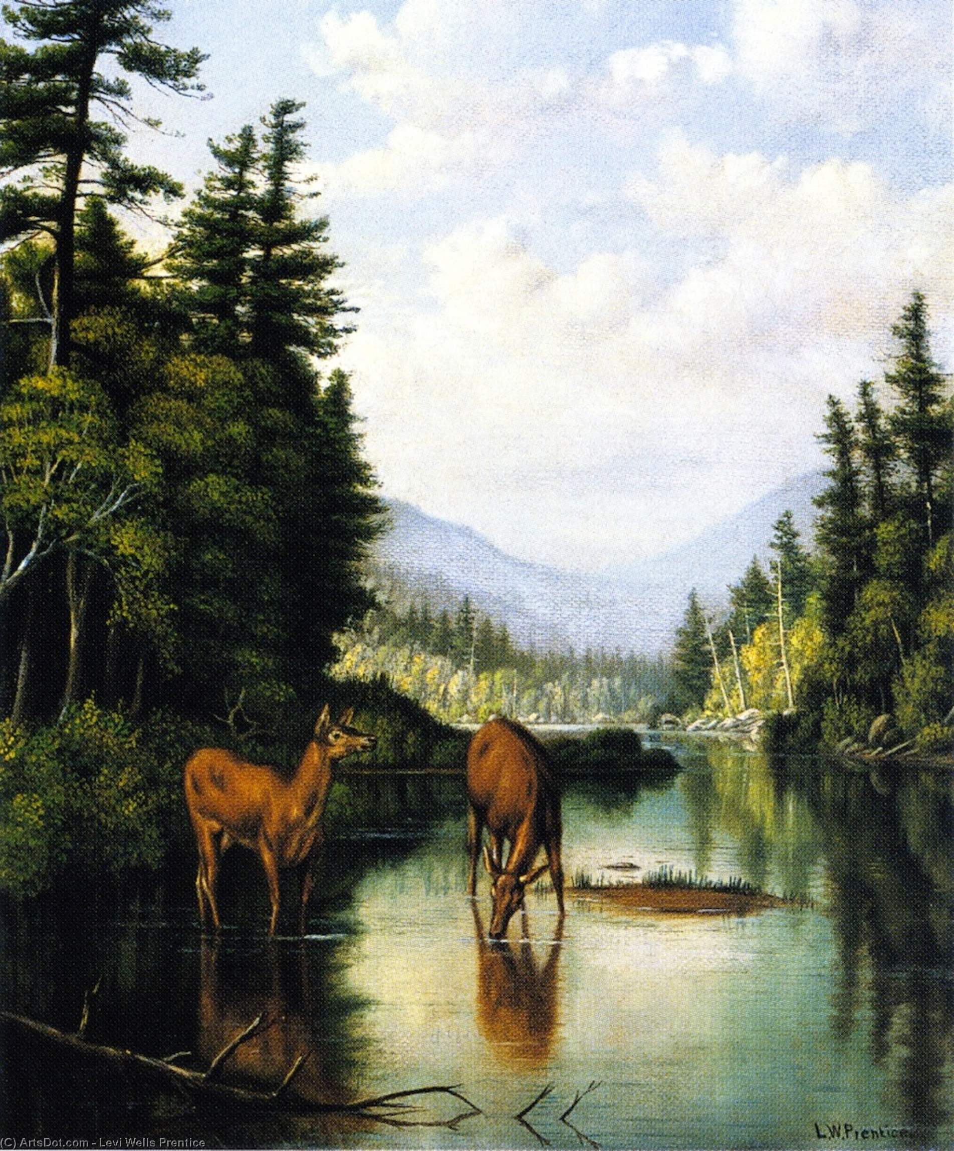 Deer In Mountain Brook — Levi Wells Prentice