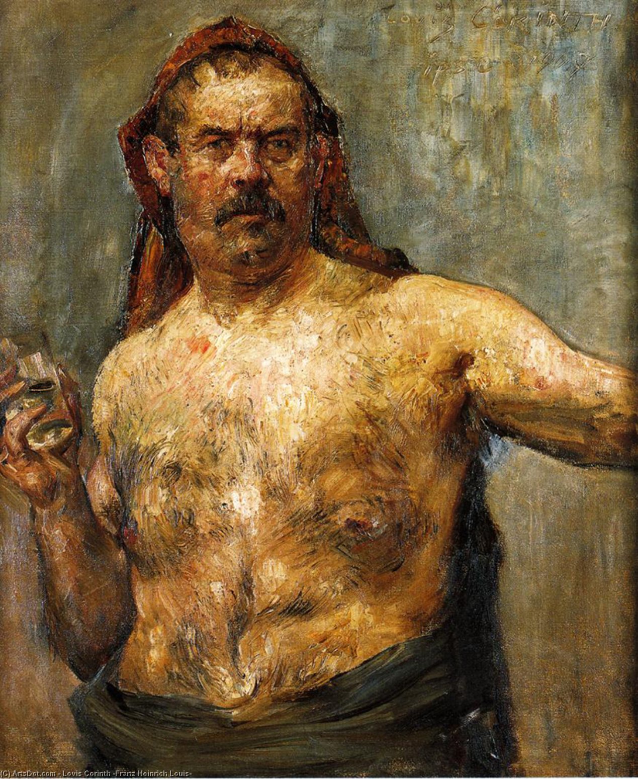 Autoritratto Con Un Bicchiere — Lovis Corinth