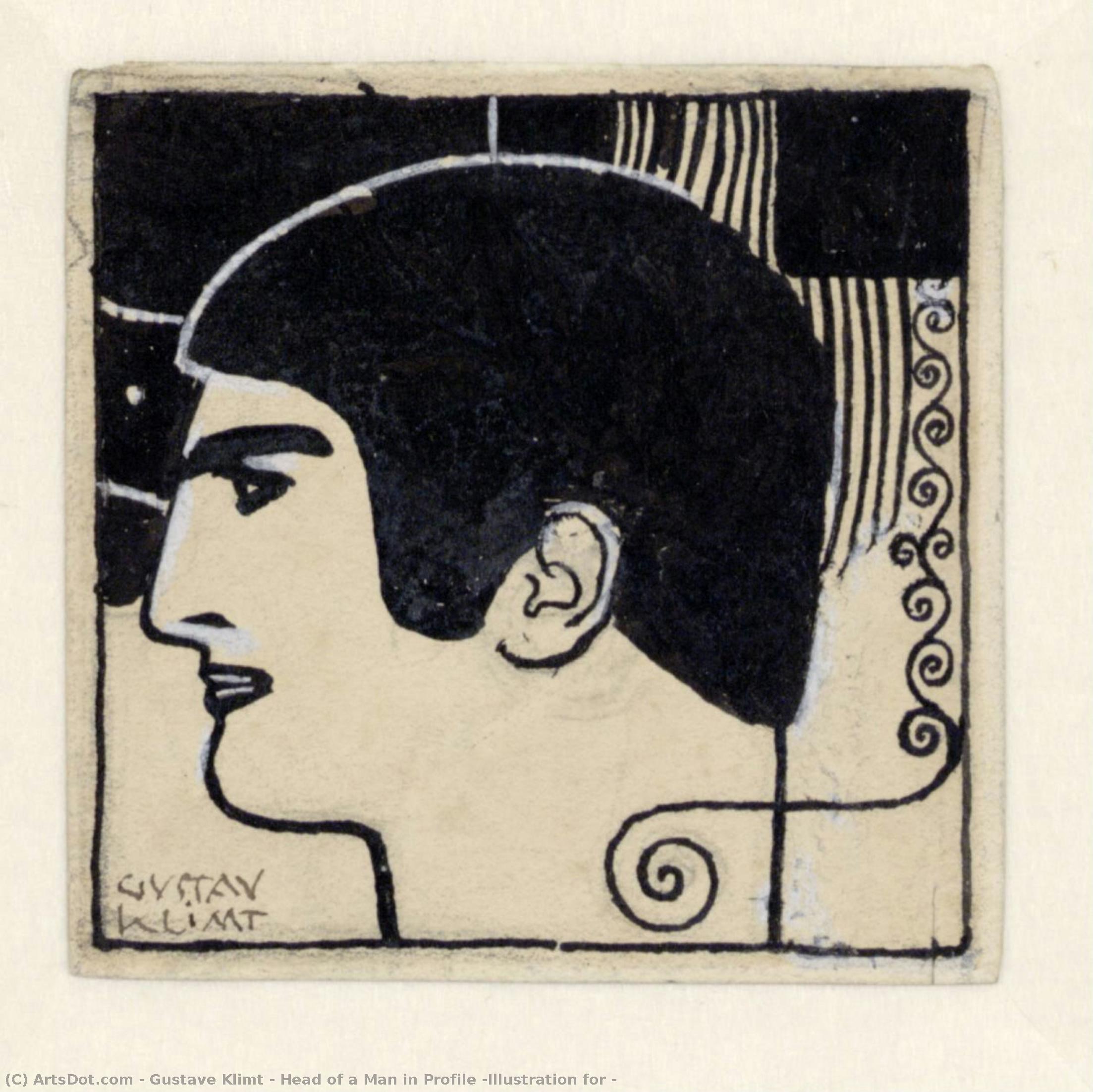 Kopf Eines Mannes Im Profil — Gustav Klimt