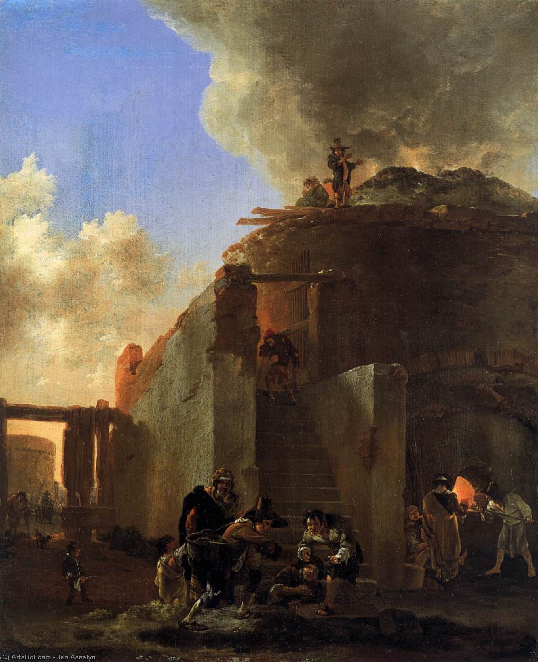 Beggars Em Frente A Uma Limekiln Romana — Jan Asselijn