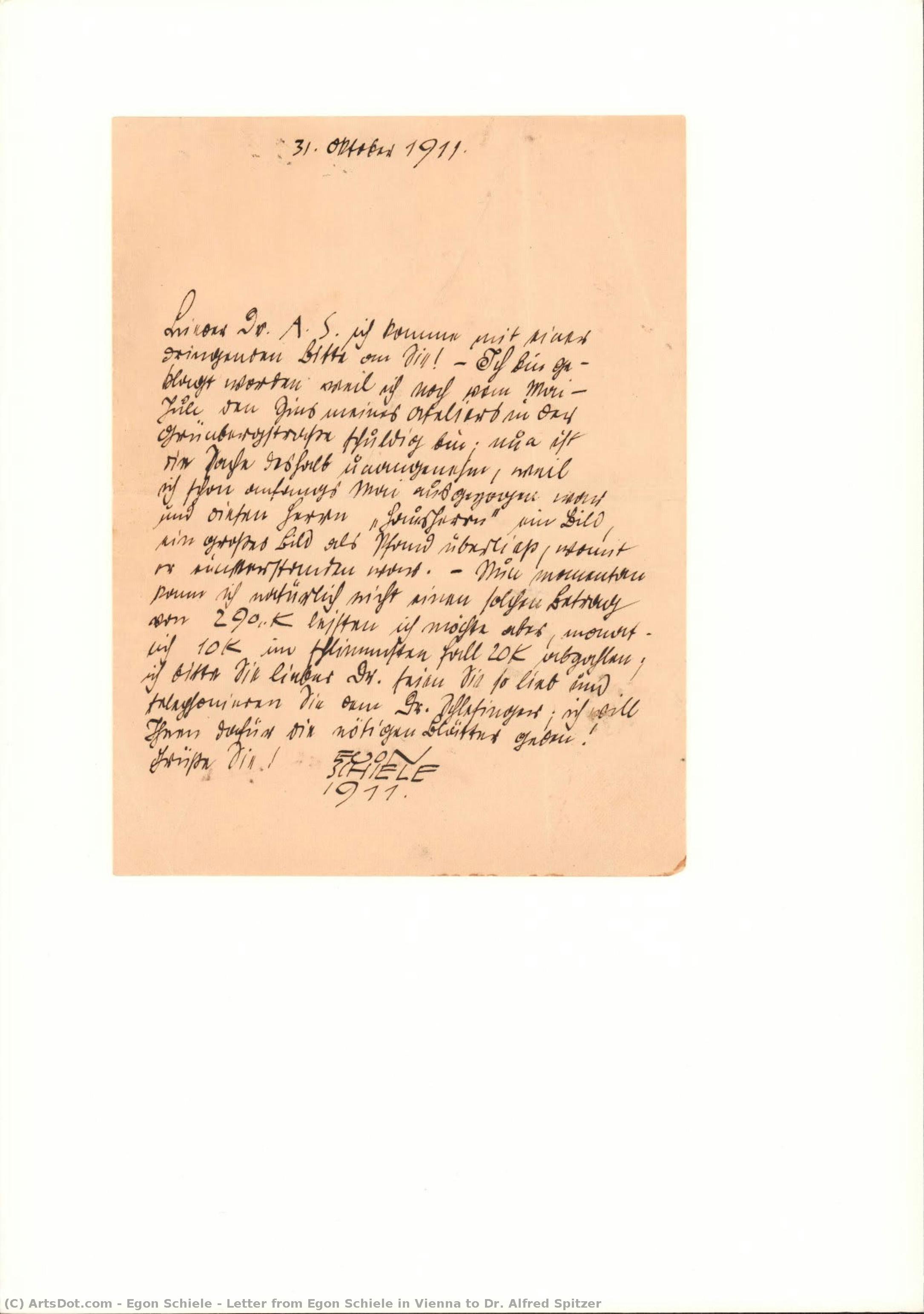 Lettera Da Egon Schiele A Dr. Alfred Spitzer — Egon Schiele