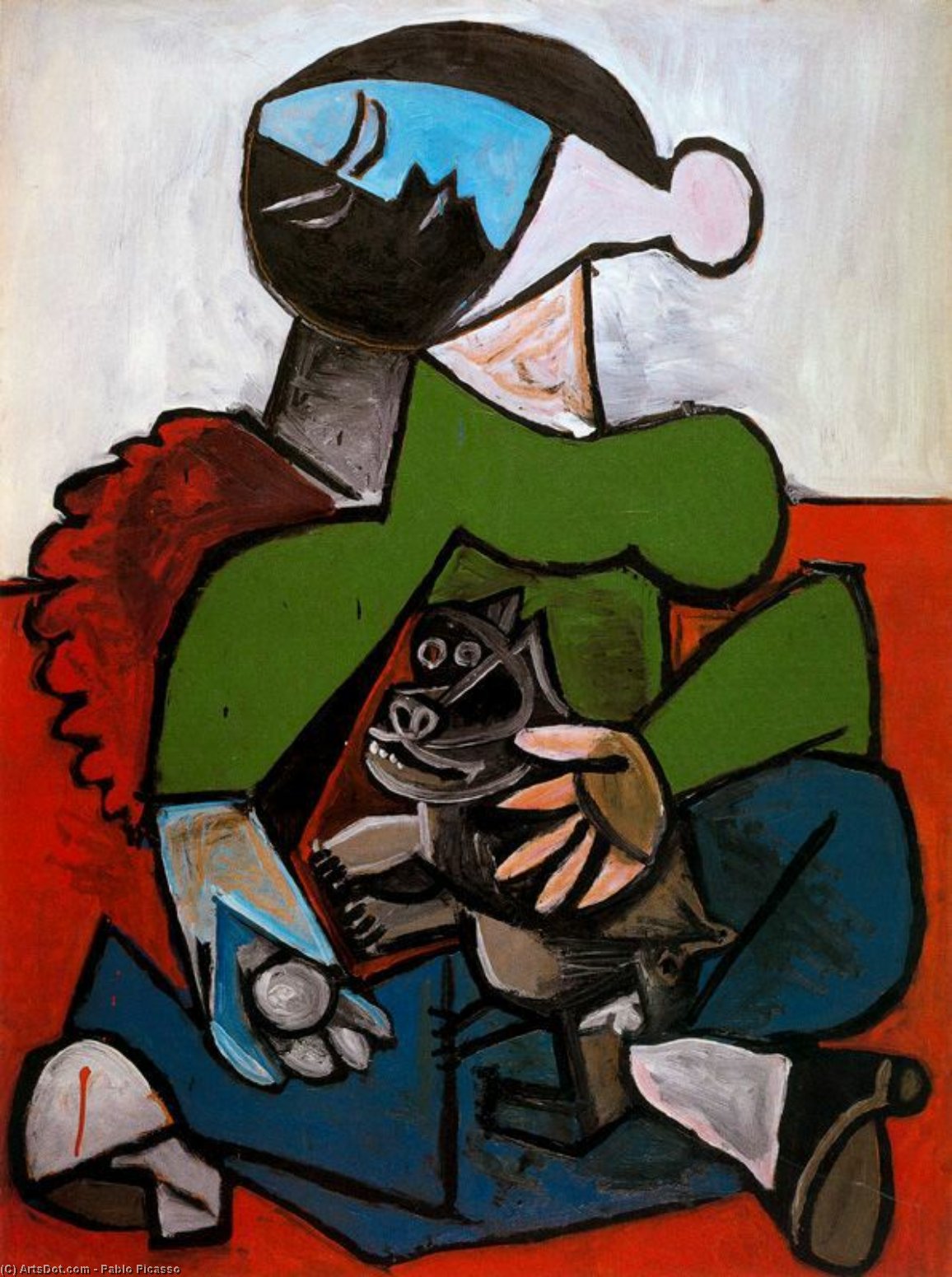 Mujer Sentada Con Perro — Pablo Picasso