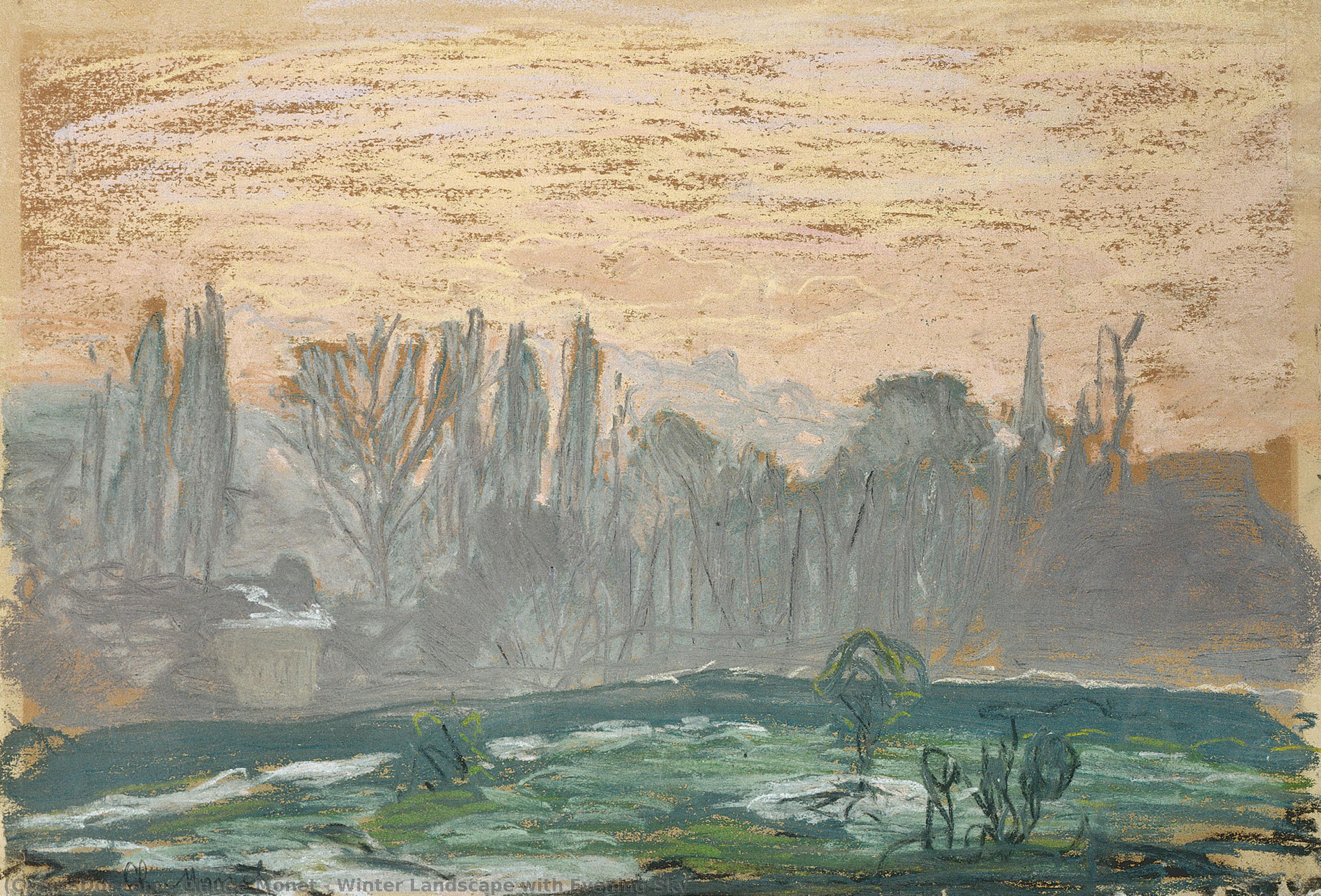 Paesaggio Invernale Con Cielo Serale — Claude Monet
