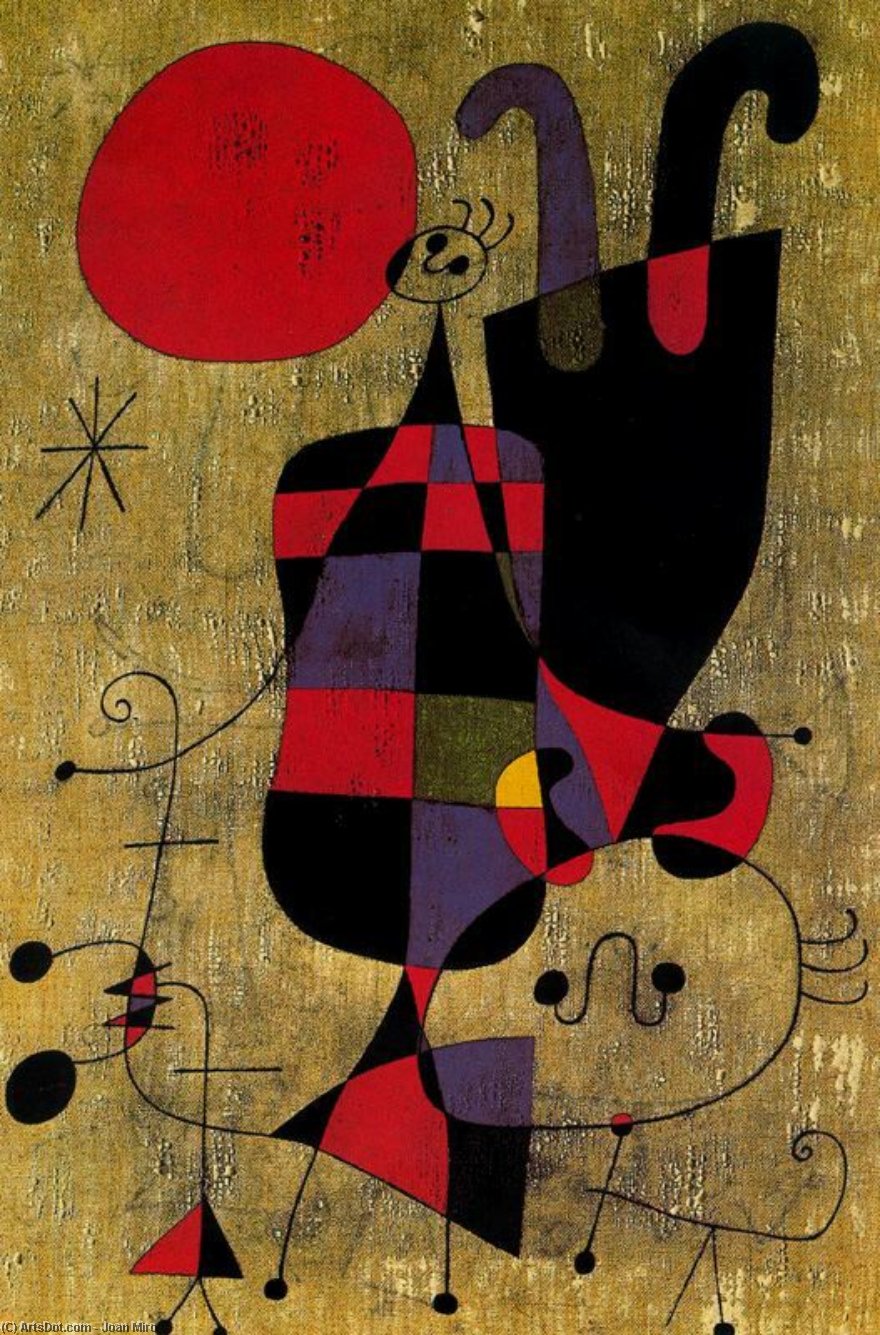Personaggi E Cane Al Sole — Joan Miró