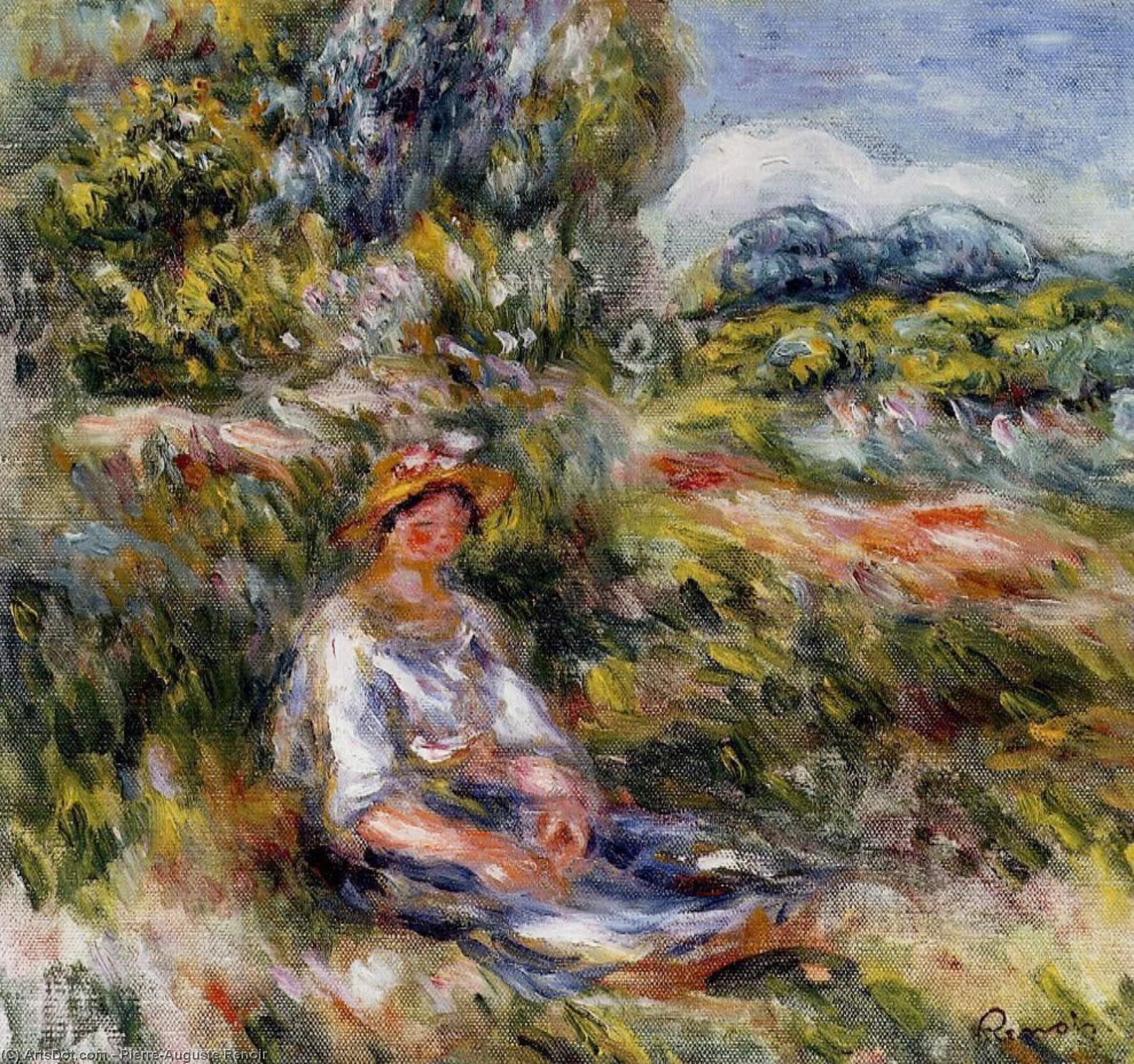 Giovane Ragazza Seduta In Un Prato — Pierre-auguste Renoir