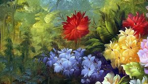Impressionist Floral Bouquet On Stone Ledge