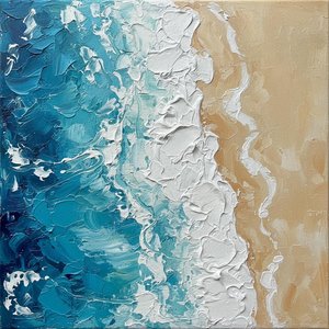 Élan Céruléen : Une Étude Monumentale Des Marées En Impasto Et Des Rivages Éthérés — David Moreau