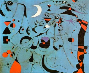 Figura Nella Notte Guidata Dai Tracciati Fosforescenti Delle Lumache — Joan Miró