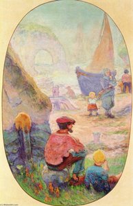 Fishermen at Etretat (also known as Fisherman at Yport or The Fisherman's Family)