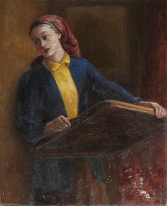 Lady With A Red Headscarf And Wooden Tray — ჟორჟ ვან ჰოვტენი
