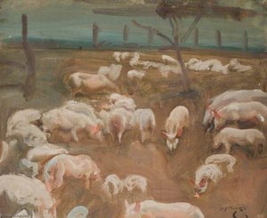 Study Of Pigs — Alfred Munnings