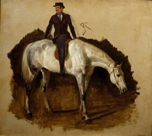Cavallo Bianco Da Caccia E Cavaliere — Filippo Palizzi
