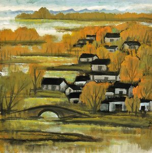Autumn Lakeside Scenery — Lin Fengmian
