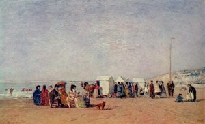 Strand In Trouville — Eugène Louis Boudin, Impressionism