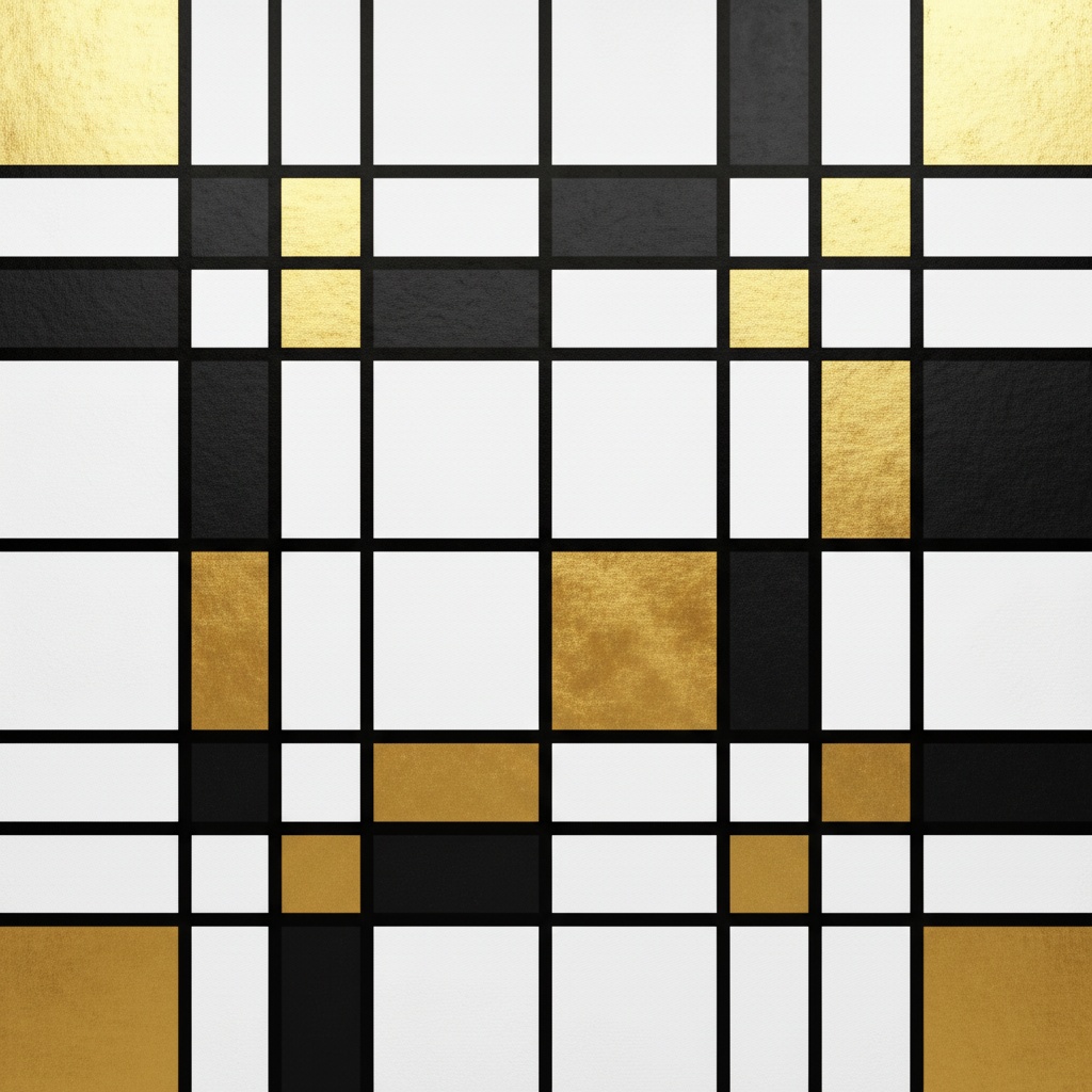 Mondrian černá a zlatá moderní