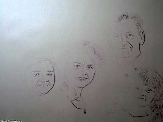 Initial canvas preparation and charcoal drawing